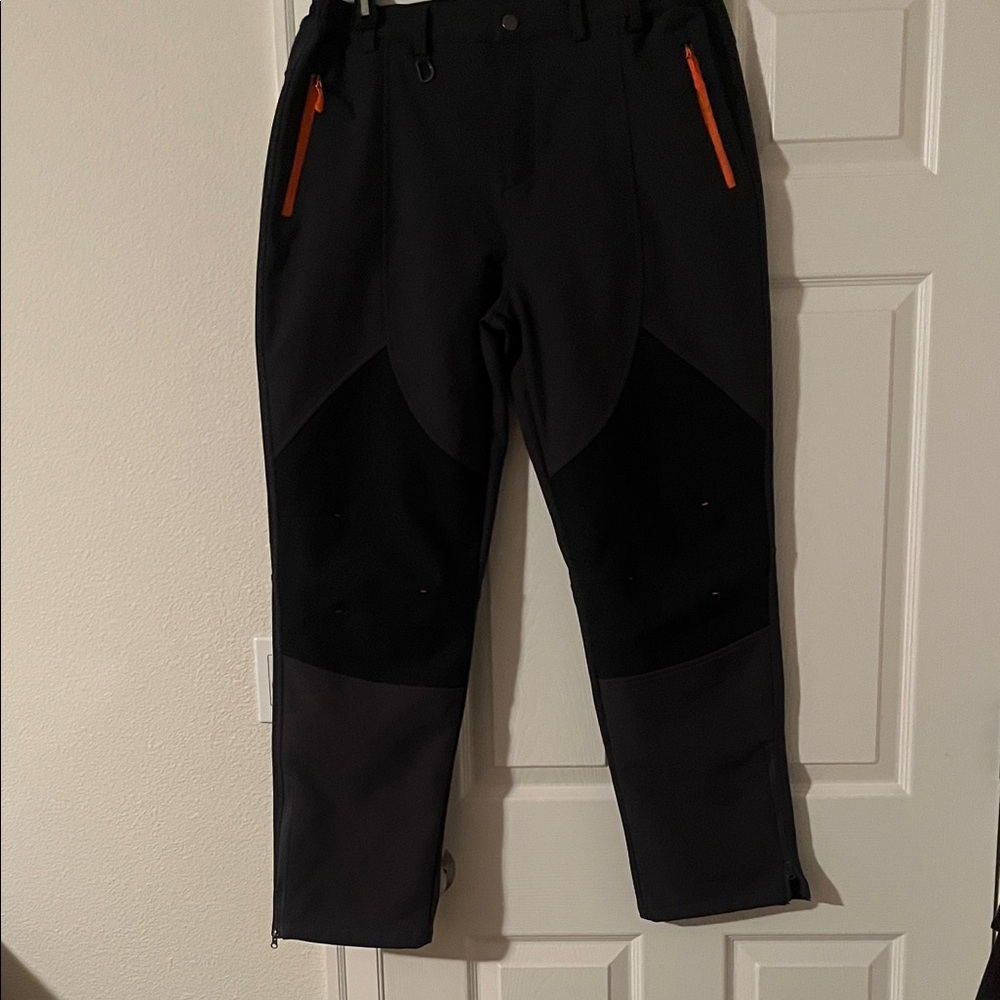 Men's Cargo Pants in Black with Orange Accents
